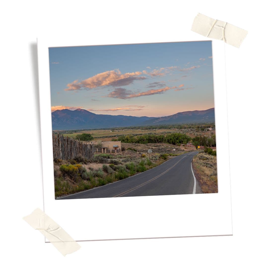 Mountainous Mexican landscape with road in the middle while traveling by bus in Mexico