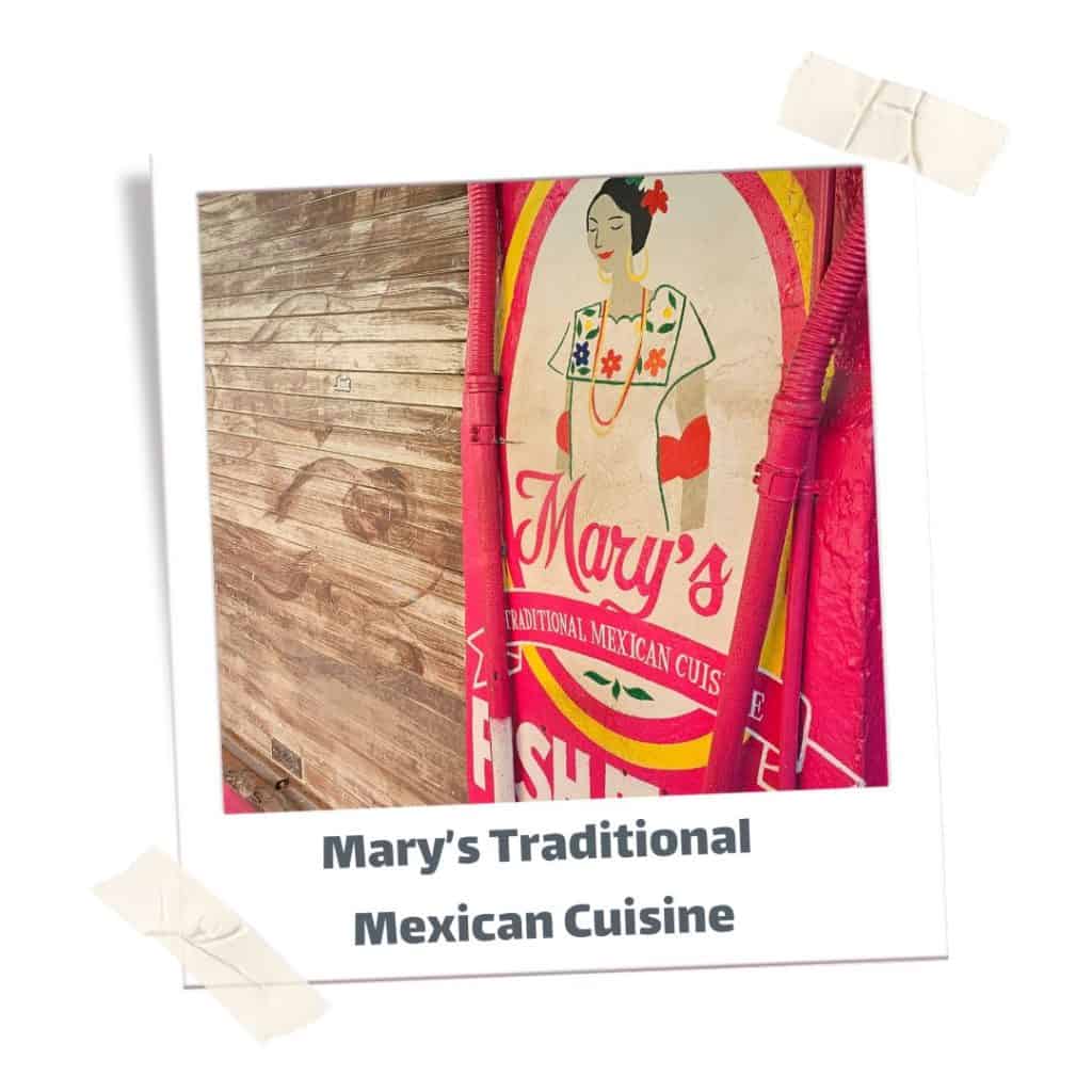 Sign at Mary's Traditional Mexican Cuisine in Sayulita. 