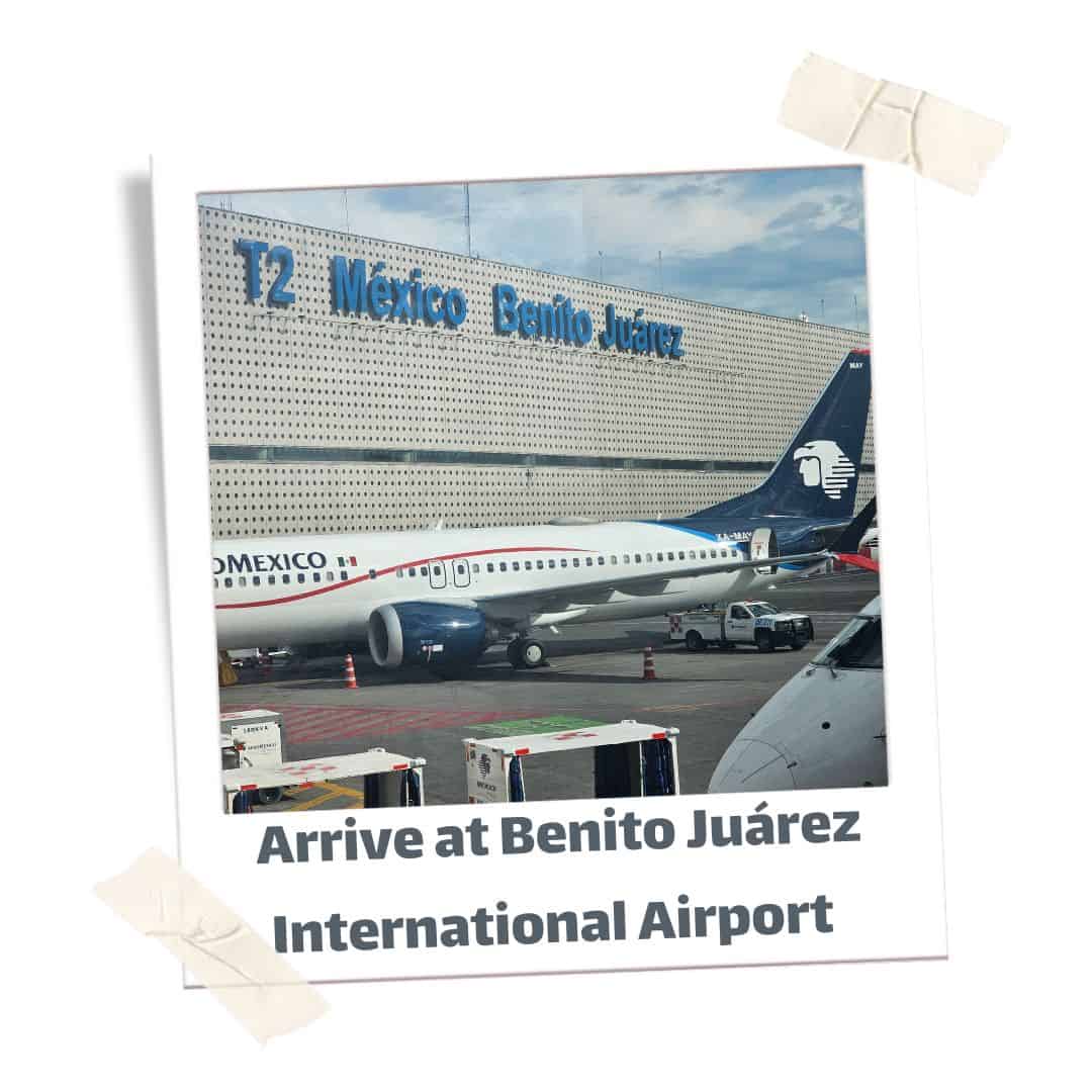 Mexico Benito Juarez airport with plane. 