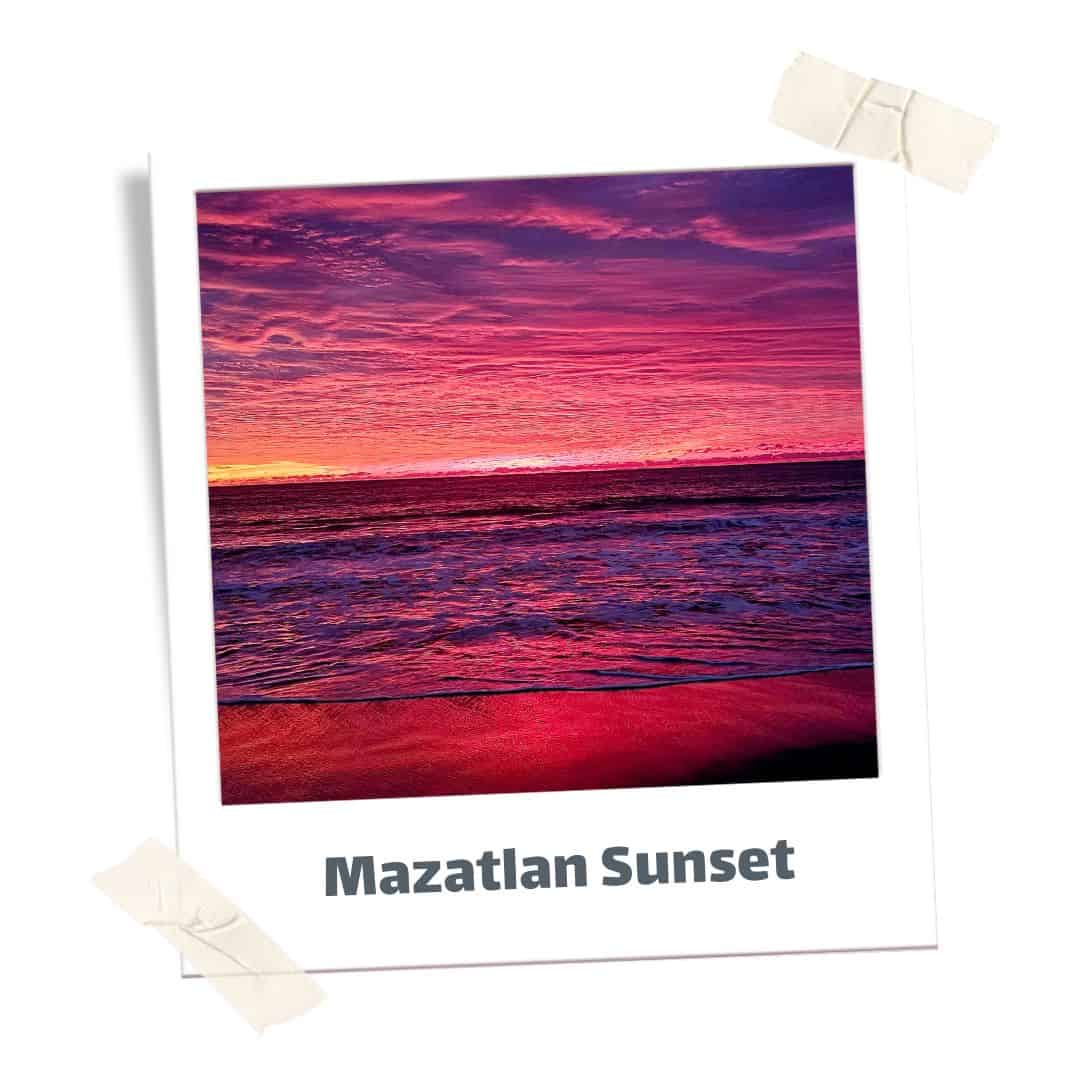 Pink and purple sunset in Mazatlan Mexico