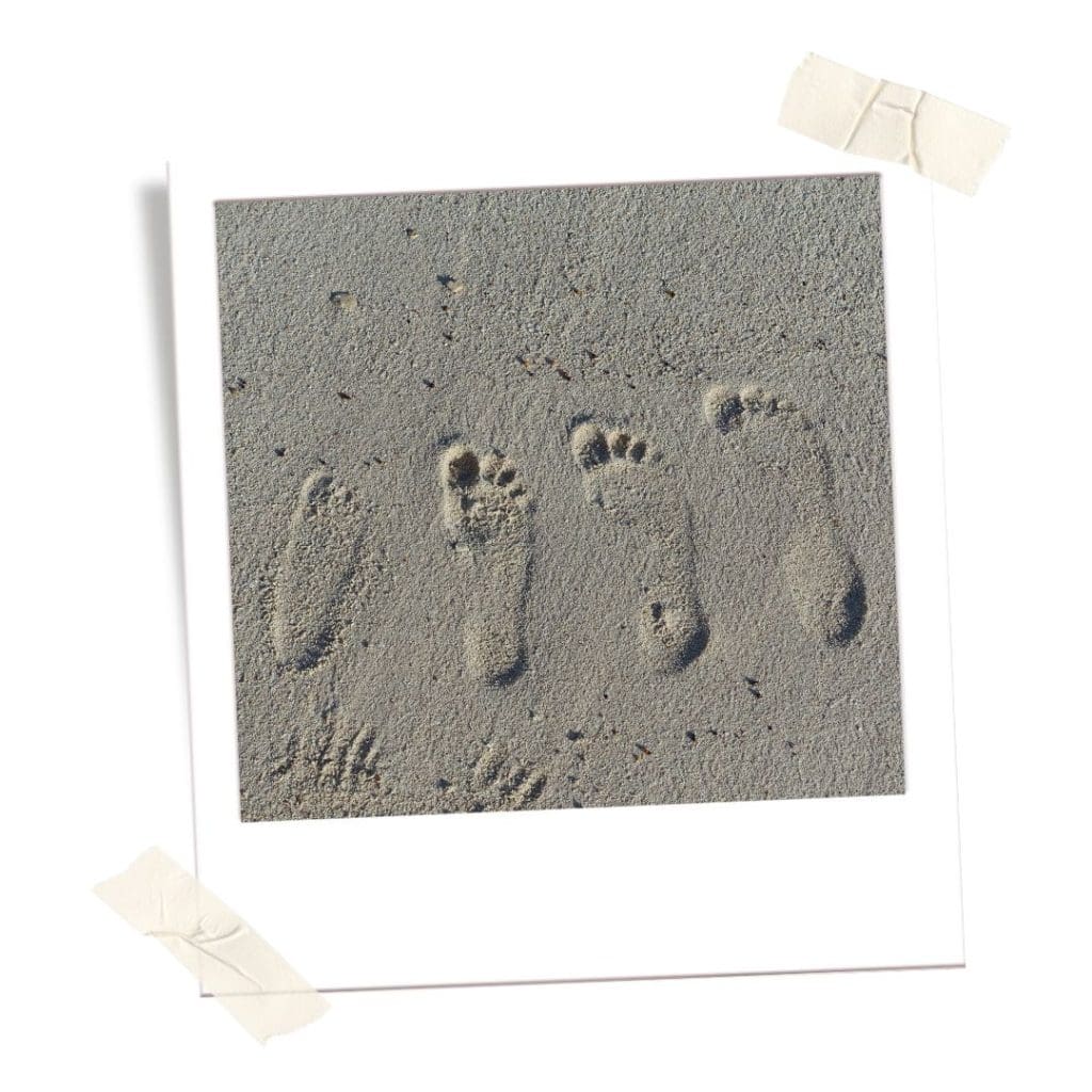 Footprints in the sand in Mexico