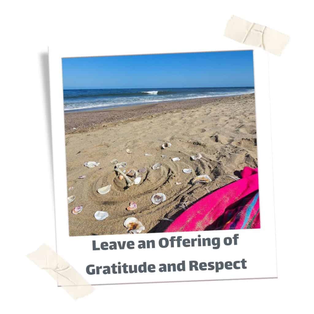 Beach in Mexico with offering of gratitude